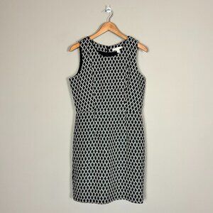 Banana Republic Black & Cream Diamond Print Sheath Dress - Size 10